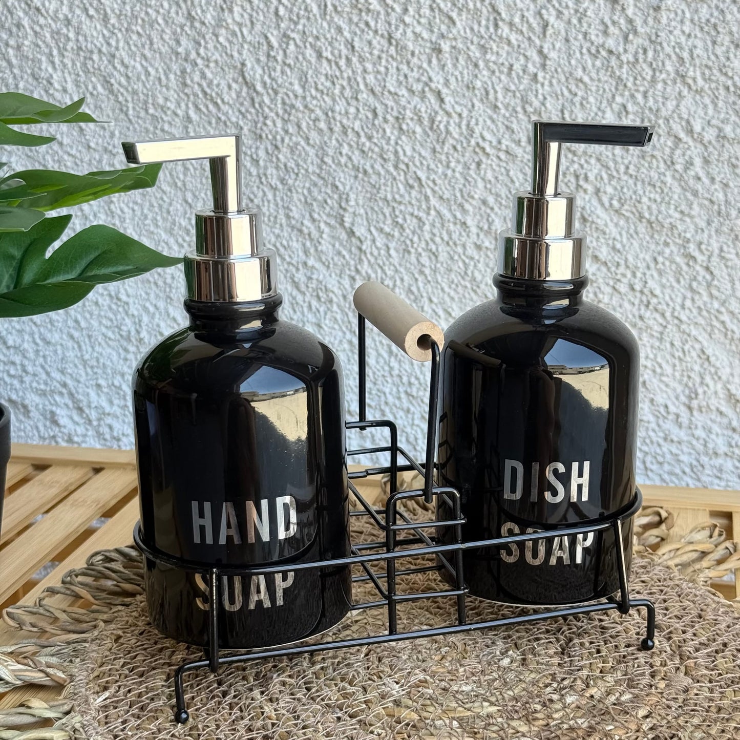 Sleek Standlı Sıvı Sabunluk Seti Siyah