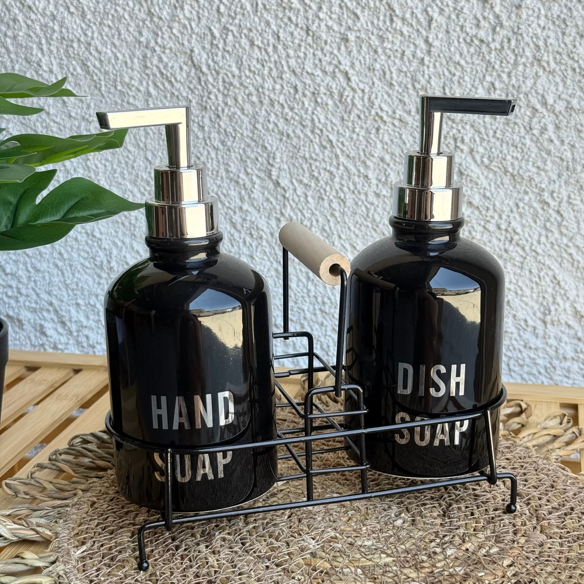 Sleek Standlı Sıvı Sabunluk Seti Siyah