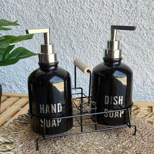 Sleek Standlı Sıvı Sabunluk Seti Siyah