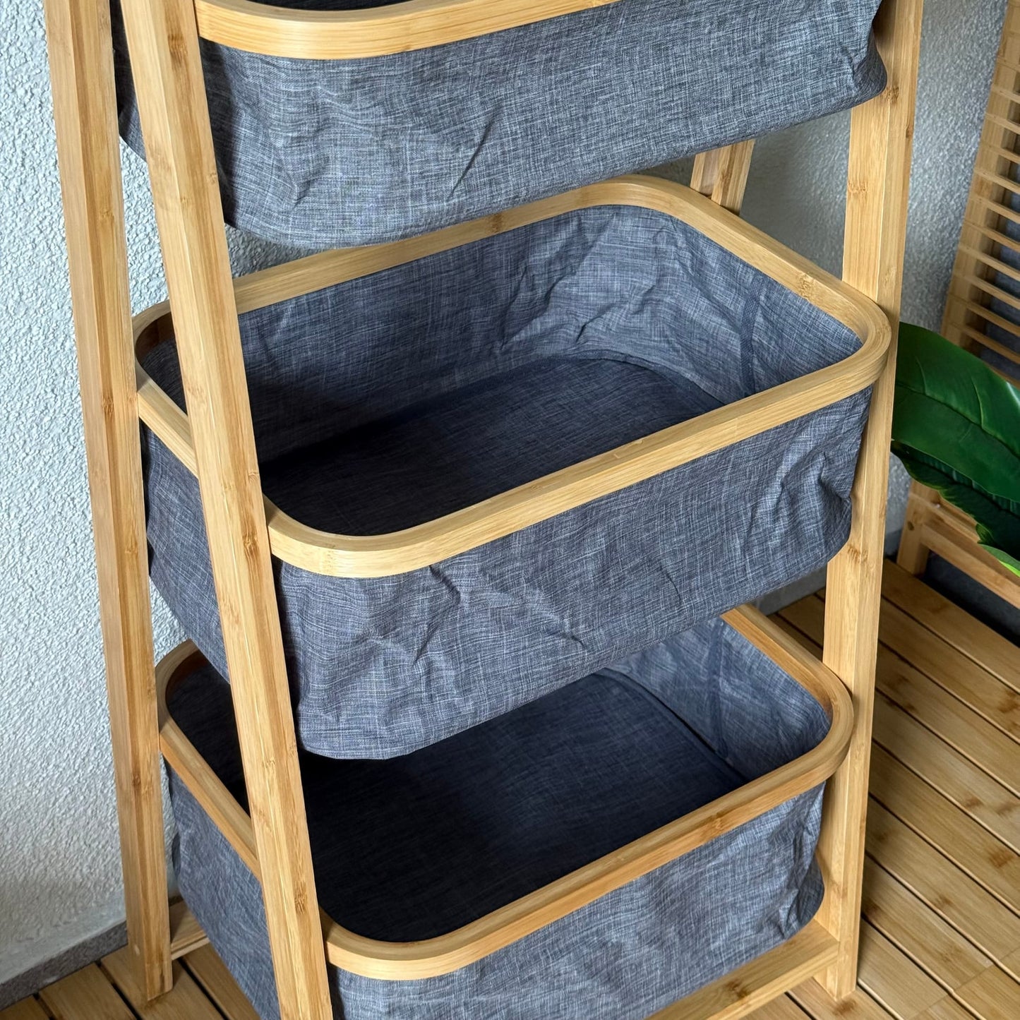Elbi Bambu Sepetli Banyo yada Mutfak Rafı 110x45 CM