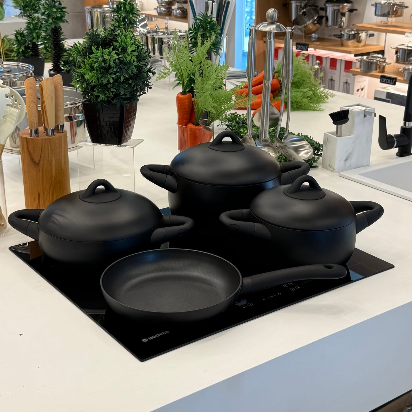 Dolce 7 Parça Döküm Gövde Tencere Seti Mat Siyah