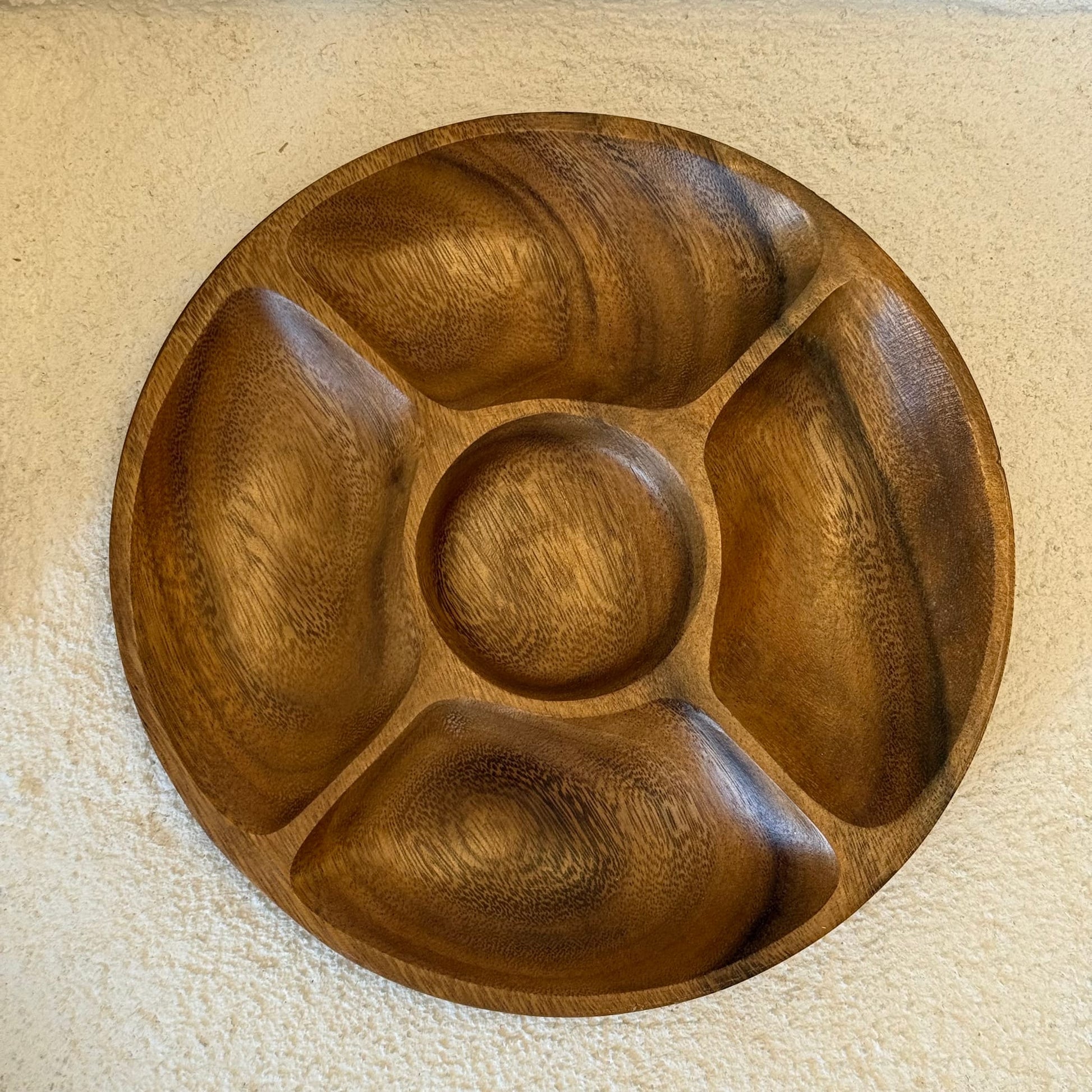 Lara 5 Bölmeli Akasya Yuvarlak Sunumluk 25x25 cm