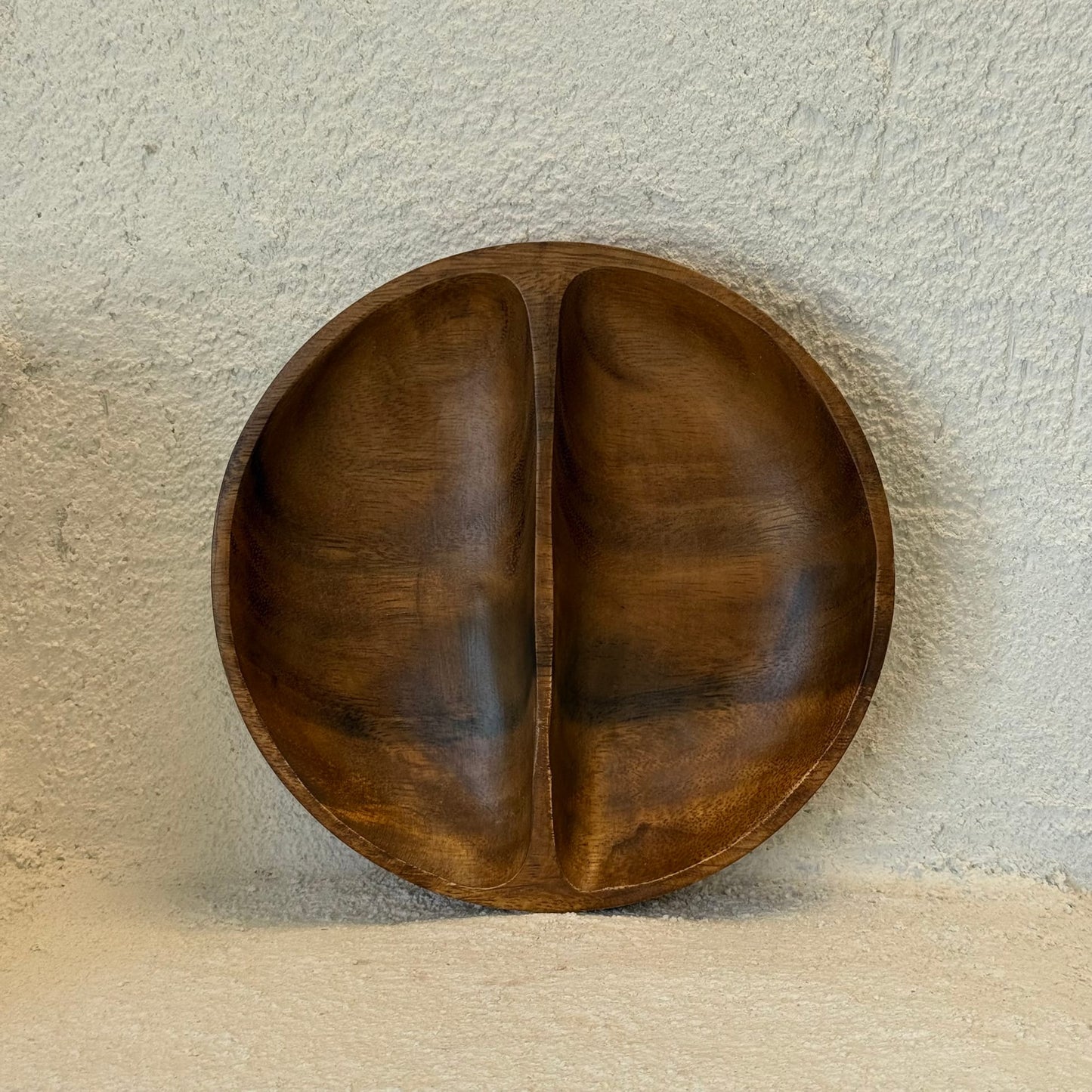 Larama 2 Bölmeli Akasya Yuvarlak Sunumluk 23x23 cm