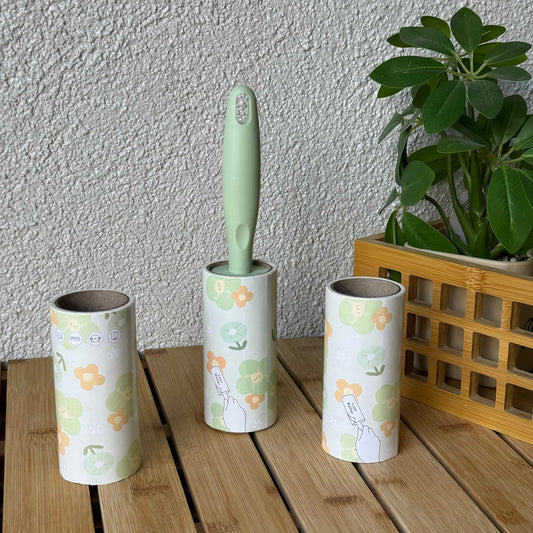 Lint Roller 3 Lü Tüy Toplayıcı Set Yeşil Çiçekli