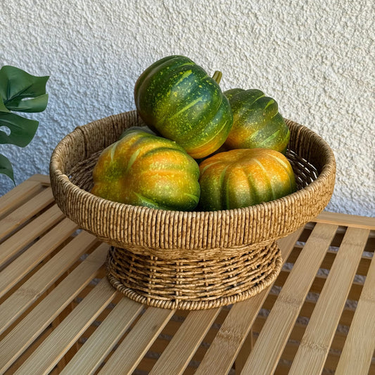 Lara Rattan Ayaklı Meyvelik 25 cm Naturel