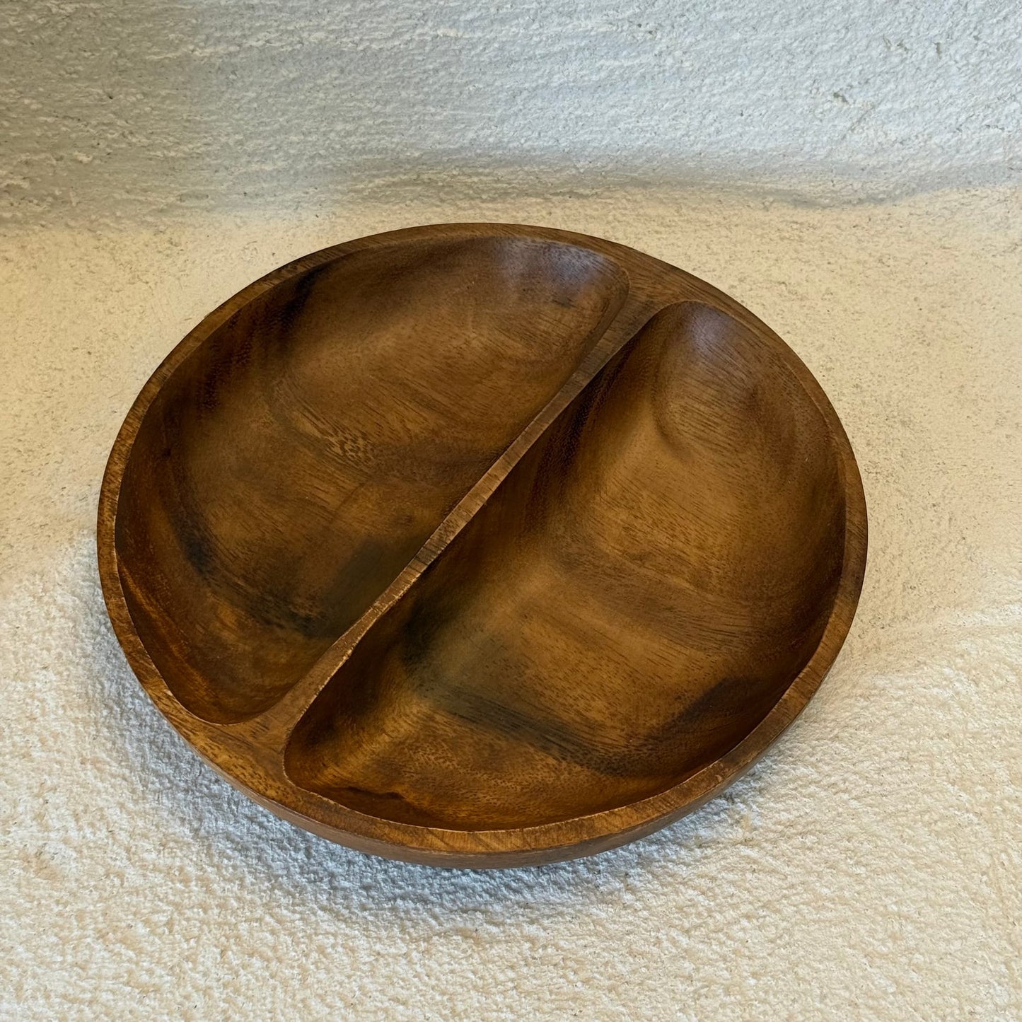 Larama 2 Bölmeli Akasya Yuvarlak Sunumluk 23x23 cm