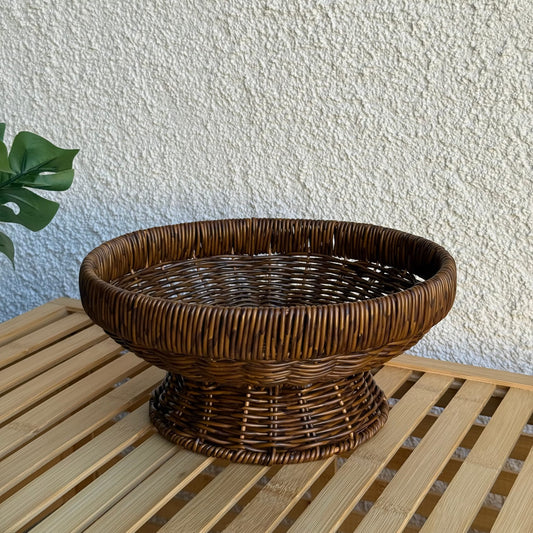 Lara Rattan Ayaklı Meyvelik 25 cm Kahve Rengi