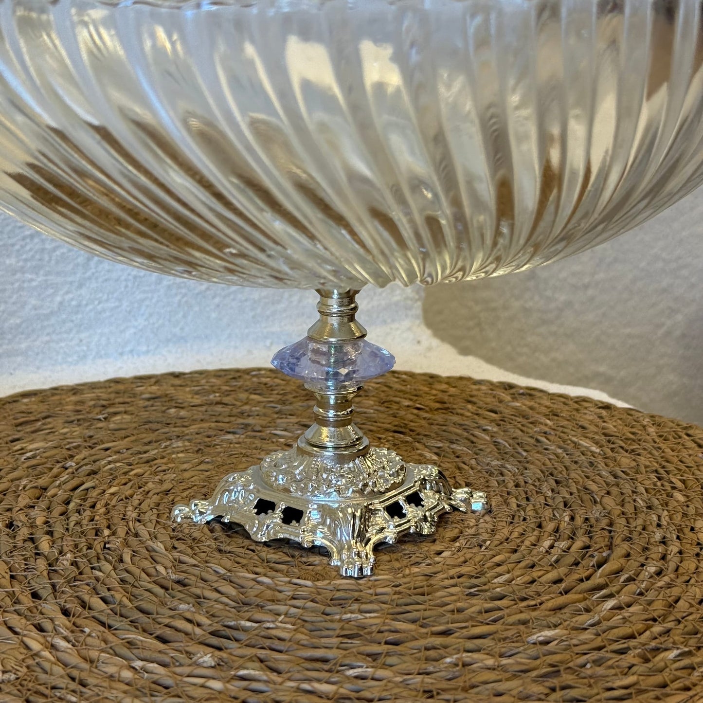 Efegil Lüks Cam Kase Meyvelik Gümüş Ayaklı 29x29x16 cm (2607)