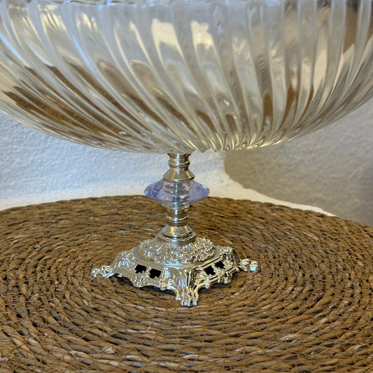 Efegil Lüks Cam Kase Meyvelik Gümüş Ayaklı 29x29x16 cm (2607)