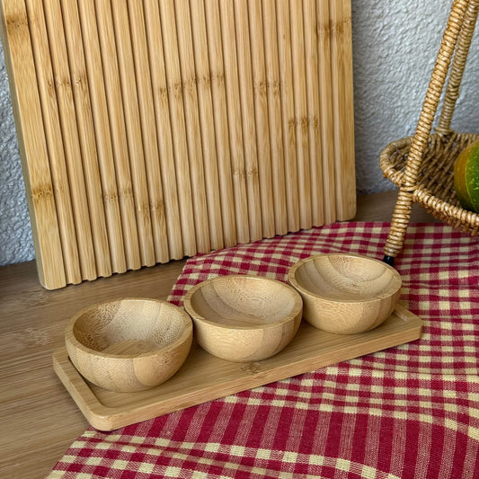 İvory Bambu Standlı Sosluk Reçelik Seti 19x7 CM