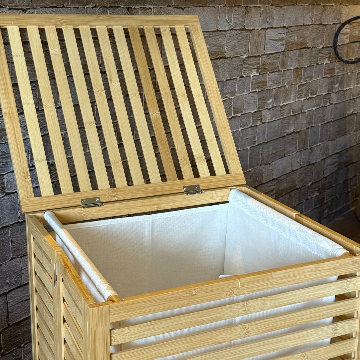 Mery Katlanır Bambu Kirli Çamaşır Sepeti 60x40x45 CM (model:9123)