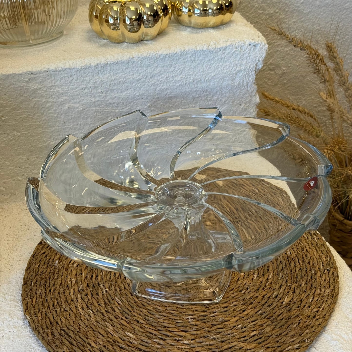 Eleanor Ayaklı Kristal Geniş Kase Sunumluk 31 cm