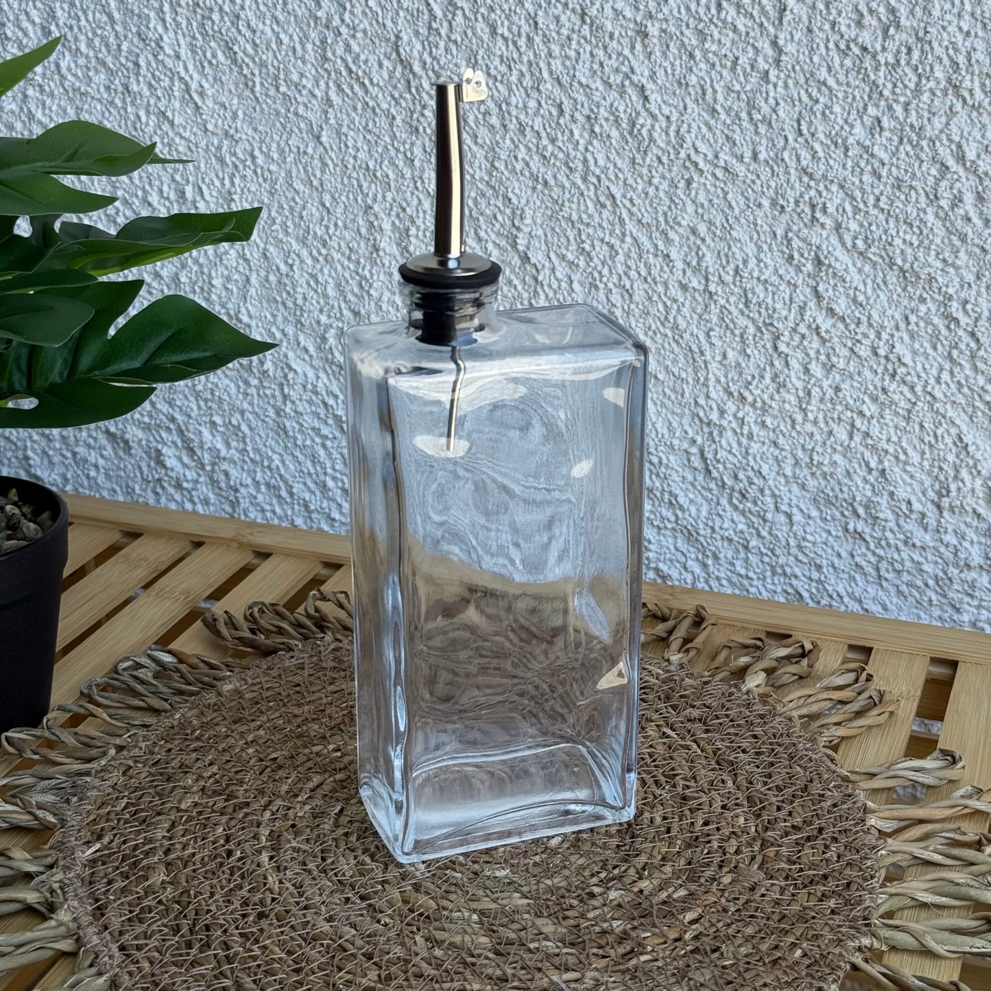 Barotti Dikdörtgen Cam Yağdanlık 500 ML Gümüş