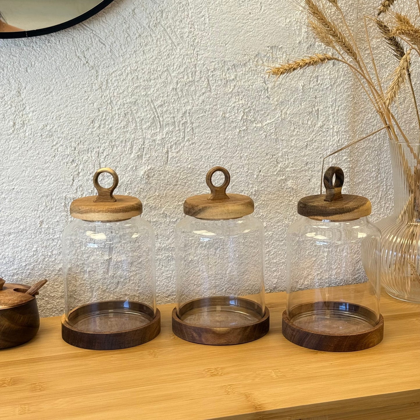 Lily Akasya Ağacı Kapaklı Büyük Boy Kavanoz Seti (1100 ML)