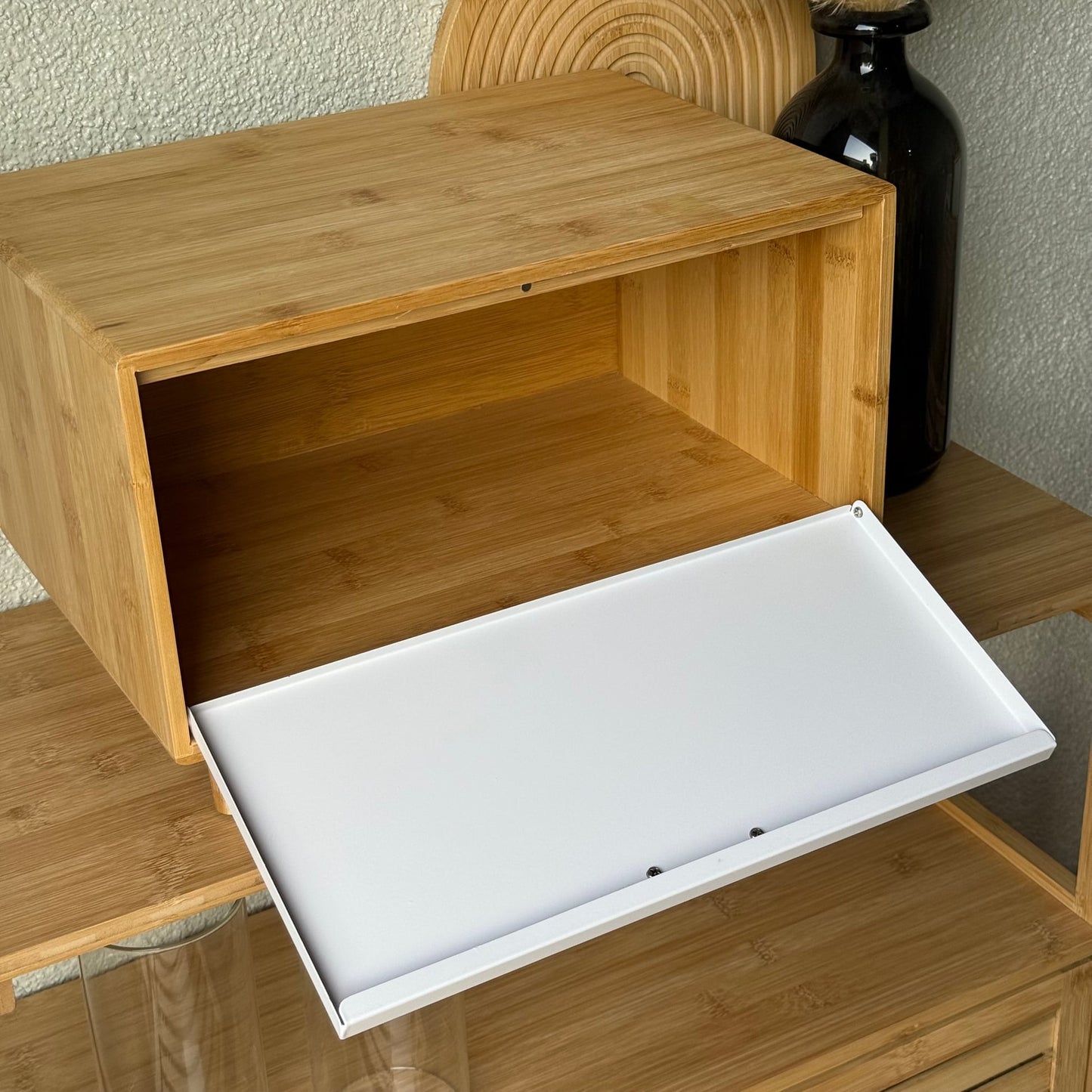 Eva Ayaklı Bambu Ekmeklik Beyaz