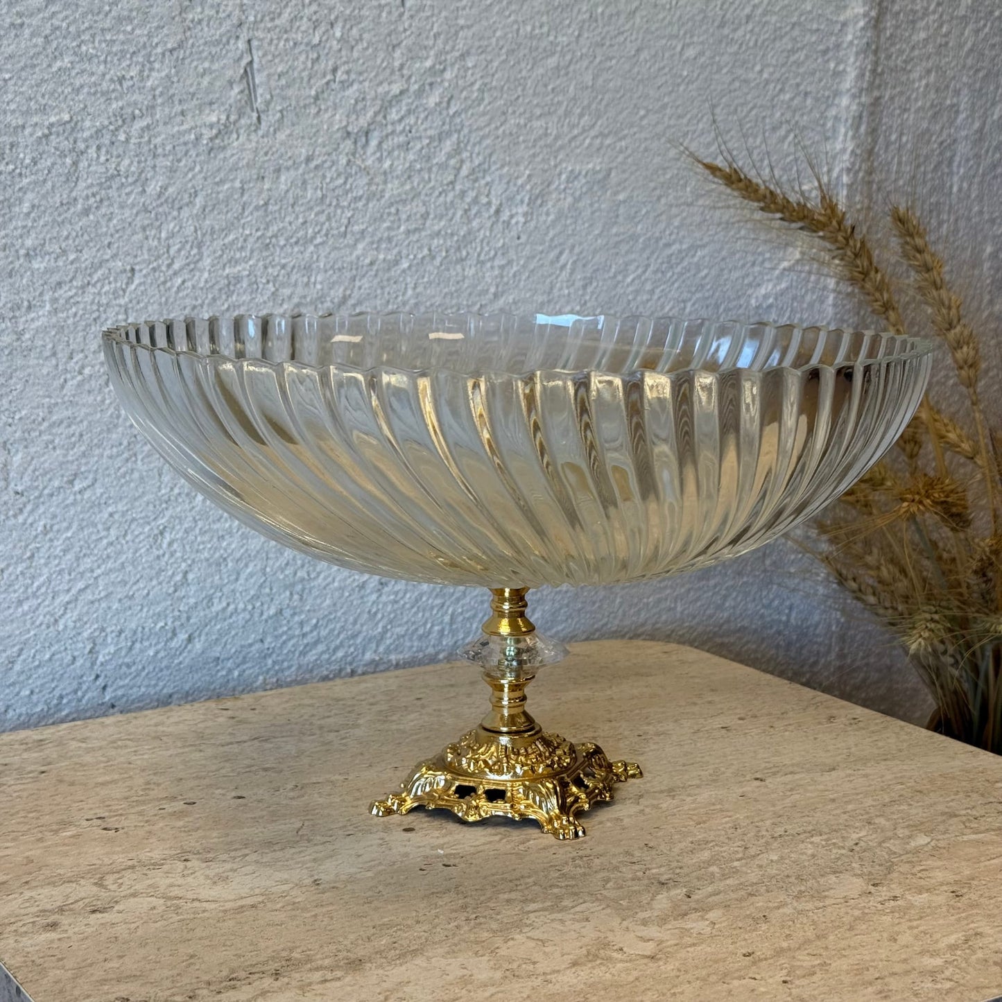 Efegil Lüks Cam Kase Meyvelik Gold Ayaklı 29x29x16 cm (1096)