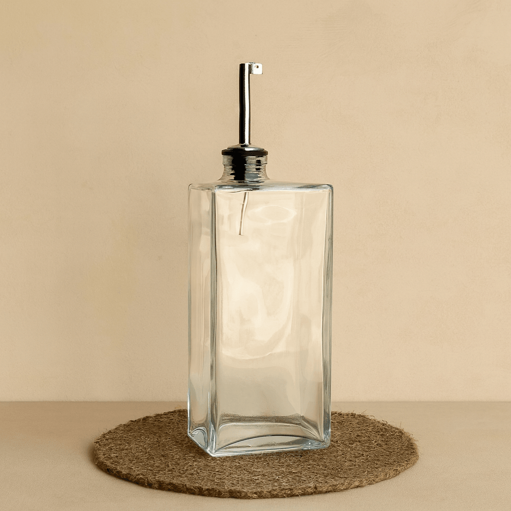 Barotti Dikdörtgen Cam Yağdanlık 500 ML Gümüş