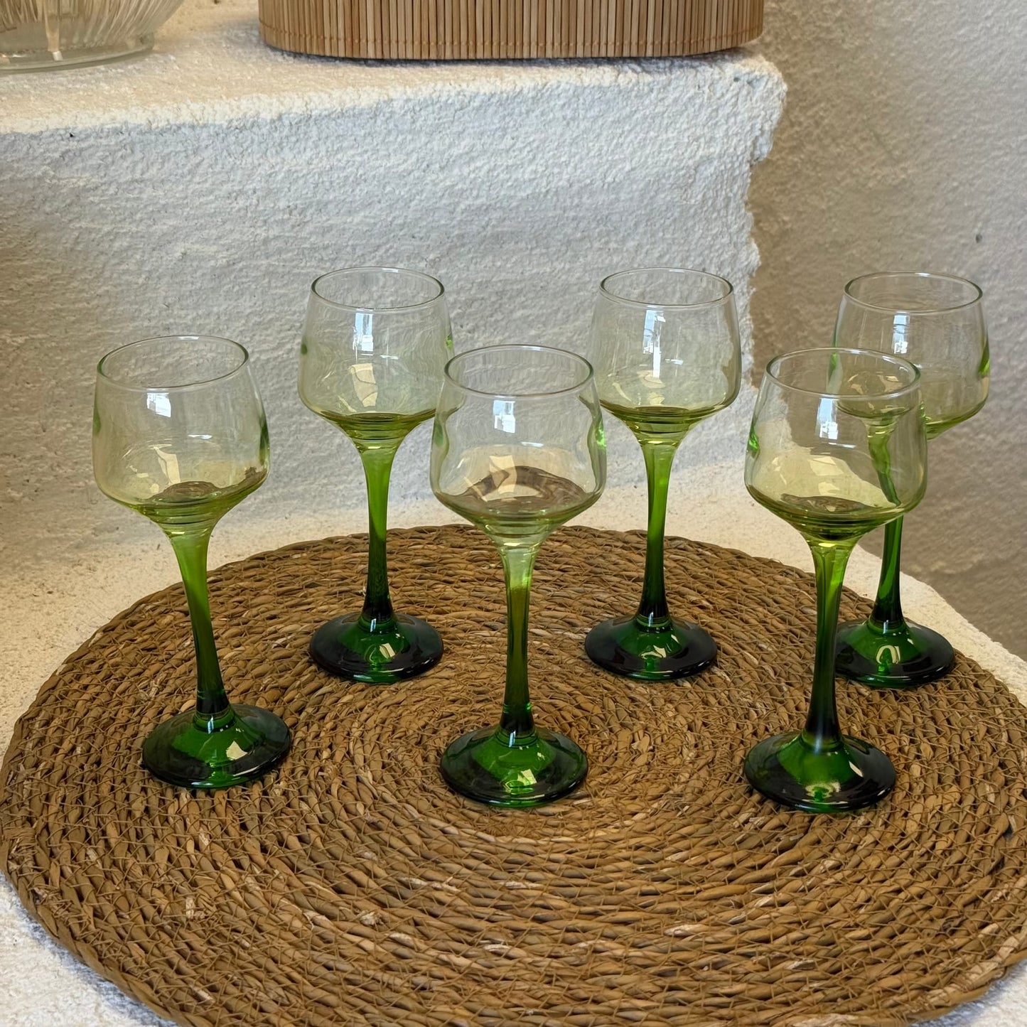 Degrade Ayaklı Kahve Yanı Yeşil 6 Adet