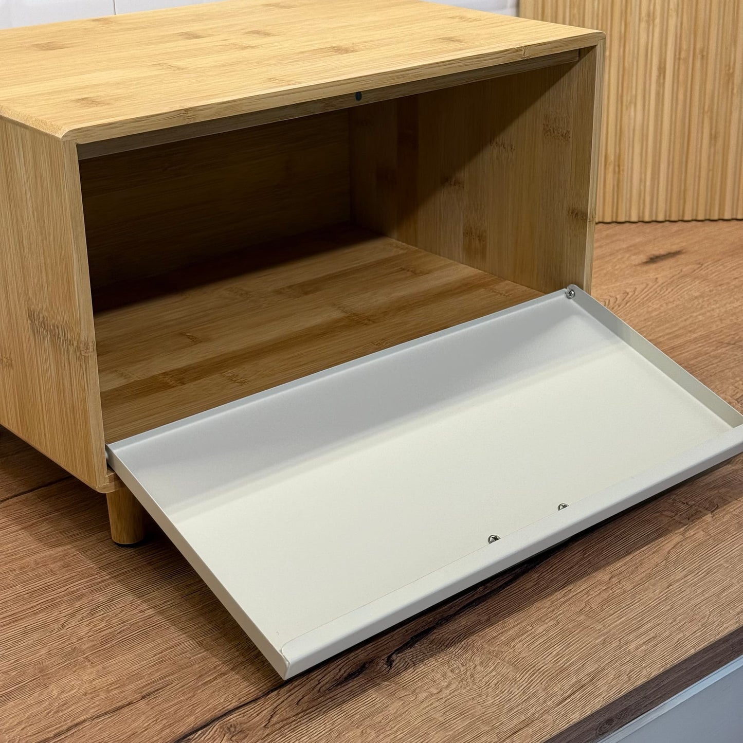 Eva Ayaklı Bambu Ekmeklik Krem