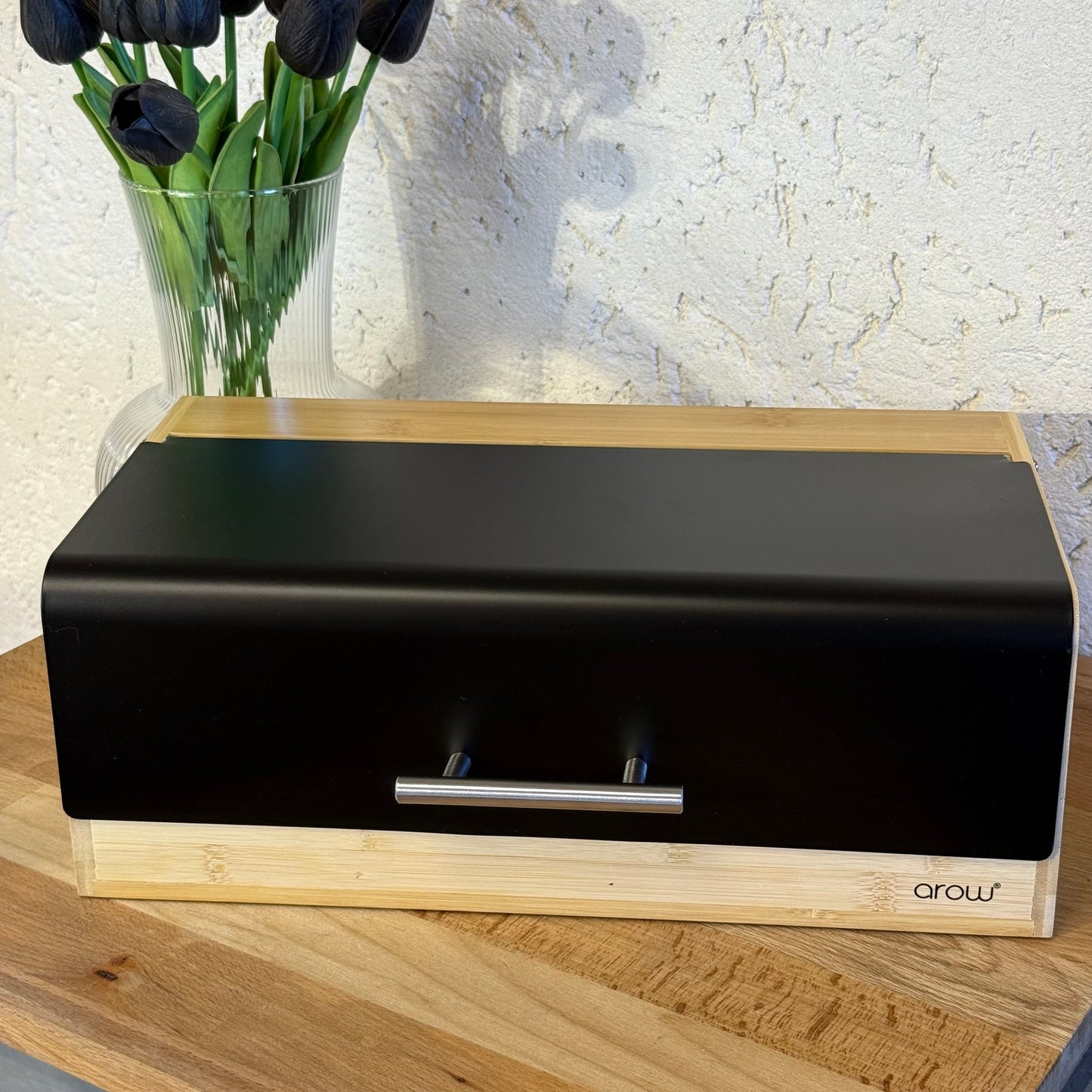 Alga Bambu Büyük Boy Ekmek Kutusu Siyah