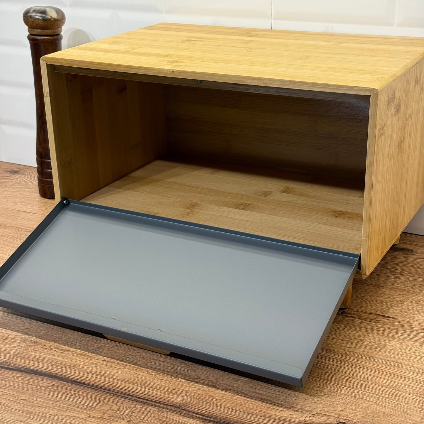 Eva Ayaklı Bambu Ekmeklik Gri