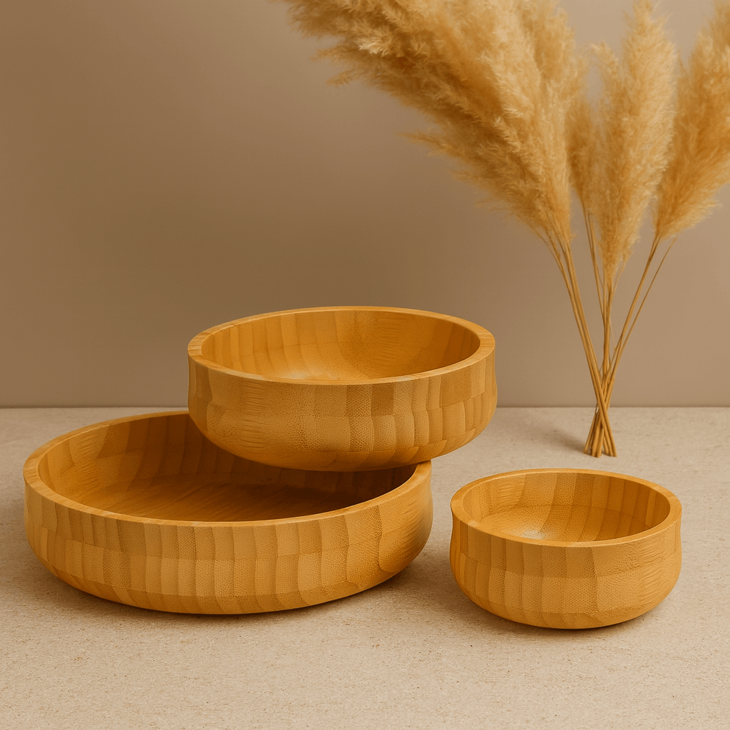 Liva Bambu 3 Boy Yuvarlak Kase 24 cm, 18 cm, 13 cm