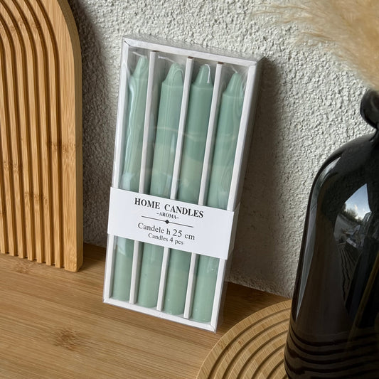 Home Candle 4 Lü Uzun Şamdan Mum Seti Yeşil