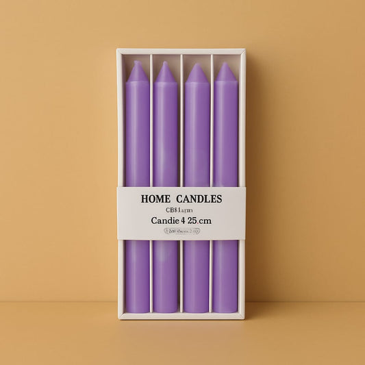 Home Candle 4 Lü Uzun Şamdan Mum Seti Lila