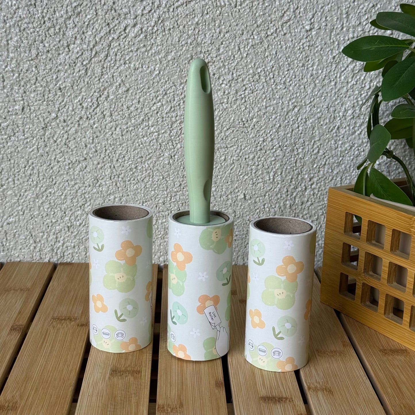 Lint Roller 3 Lü Tüy Toplayıcı Set Yeşil Çiçekli