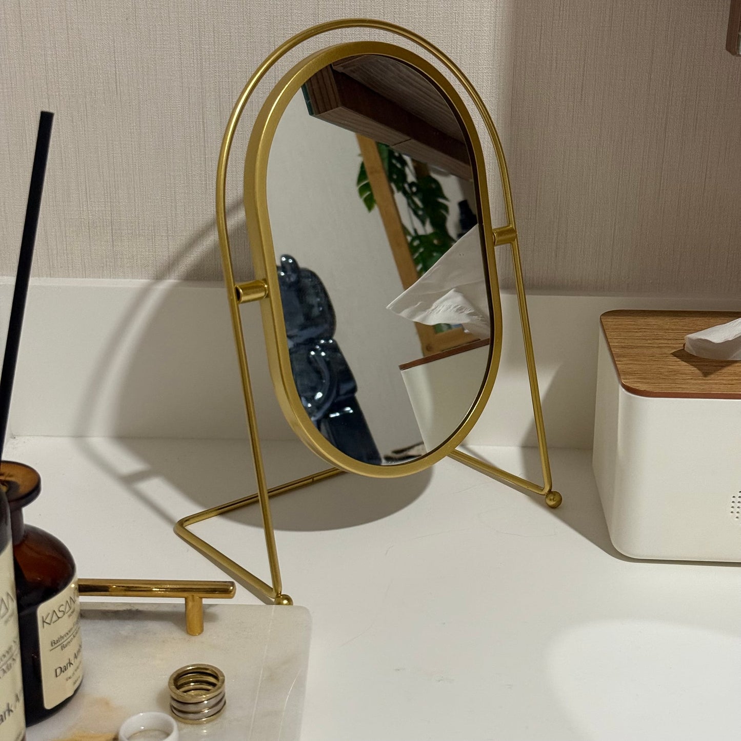 Nuro Masa Üstü Oval Ayna Gold