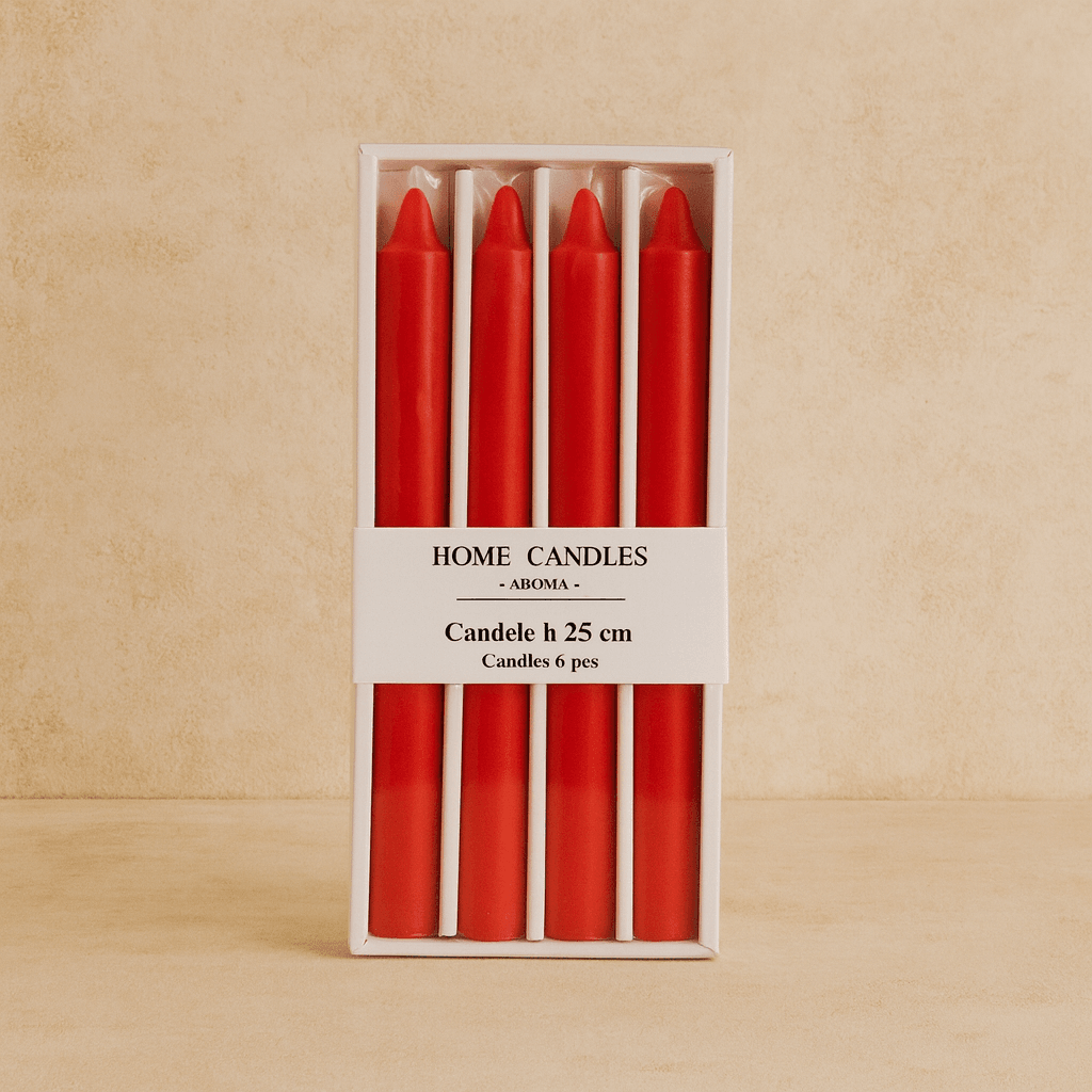 Home Candle 4 Lü Uzun Şamdan Mum Seti Kırmızı