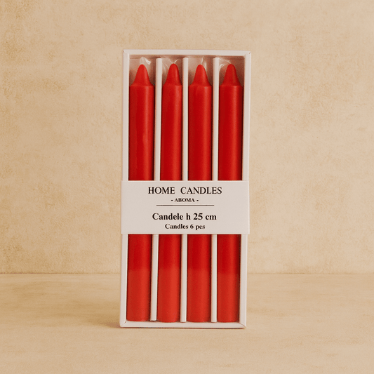 Home Candle 4 Lü Uzun Şamdan Mum Seti Kırmızı