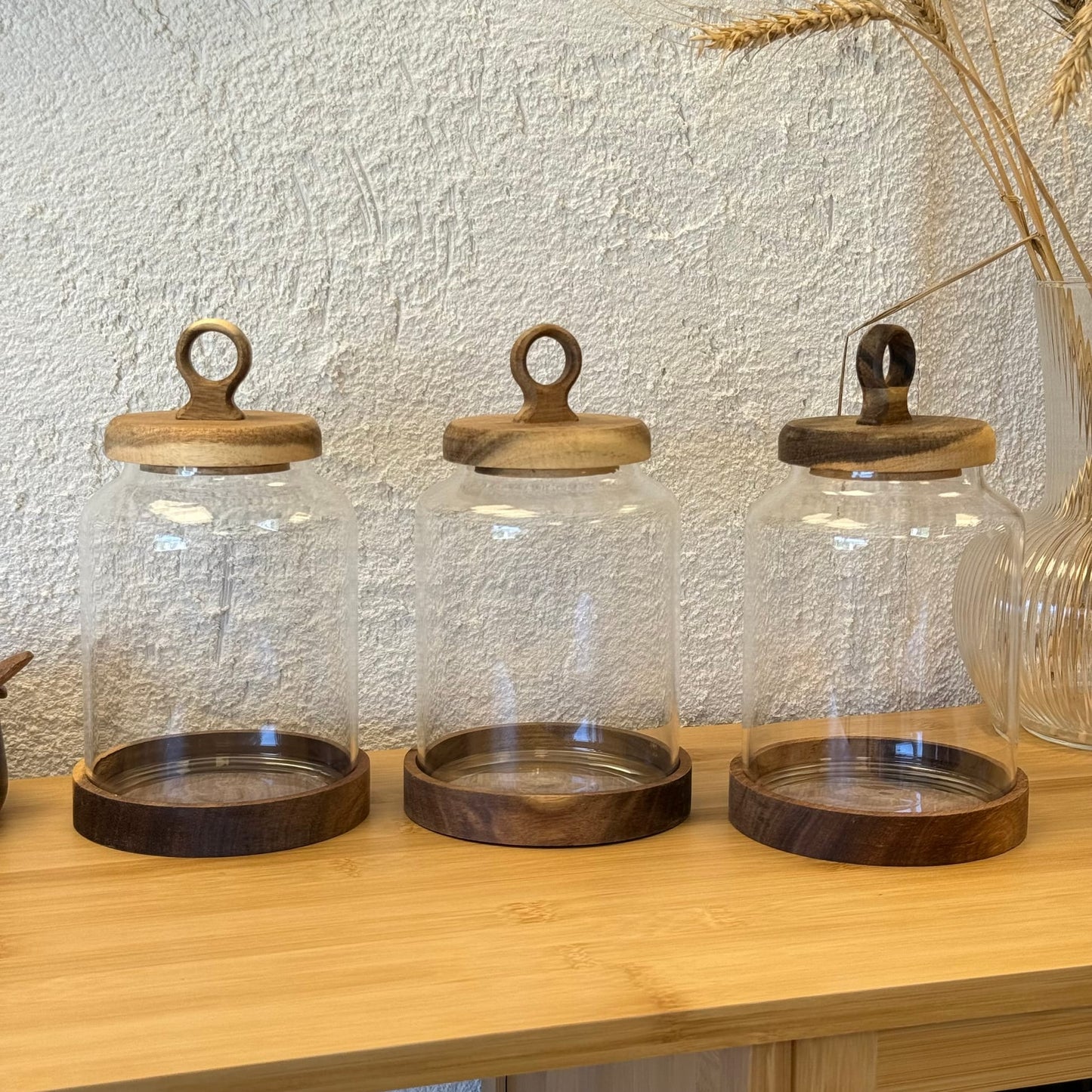 Lily Akasya Ağacı Kapaklı Büyük Boy Kavanoz Seti (1100 ML)