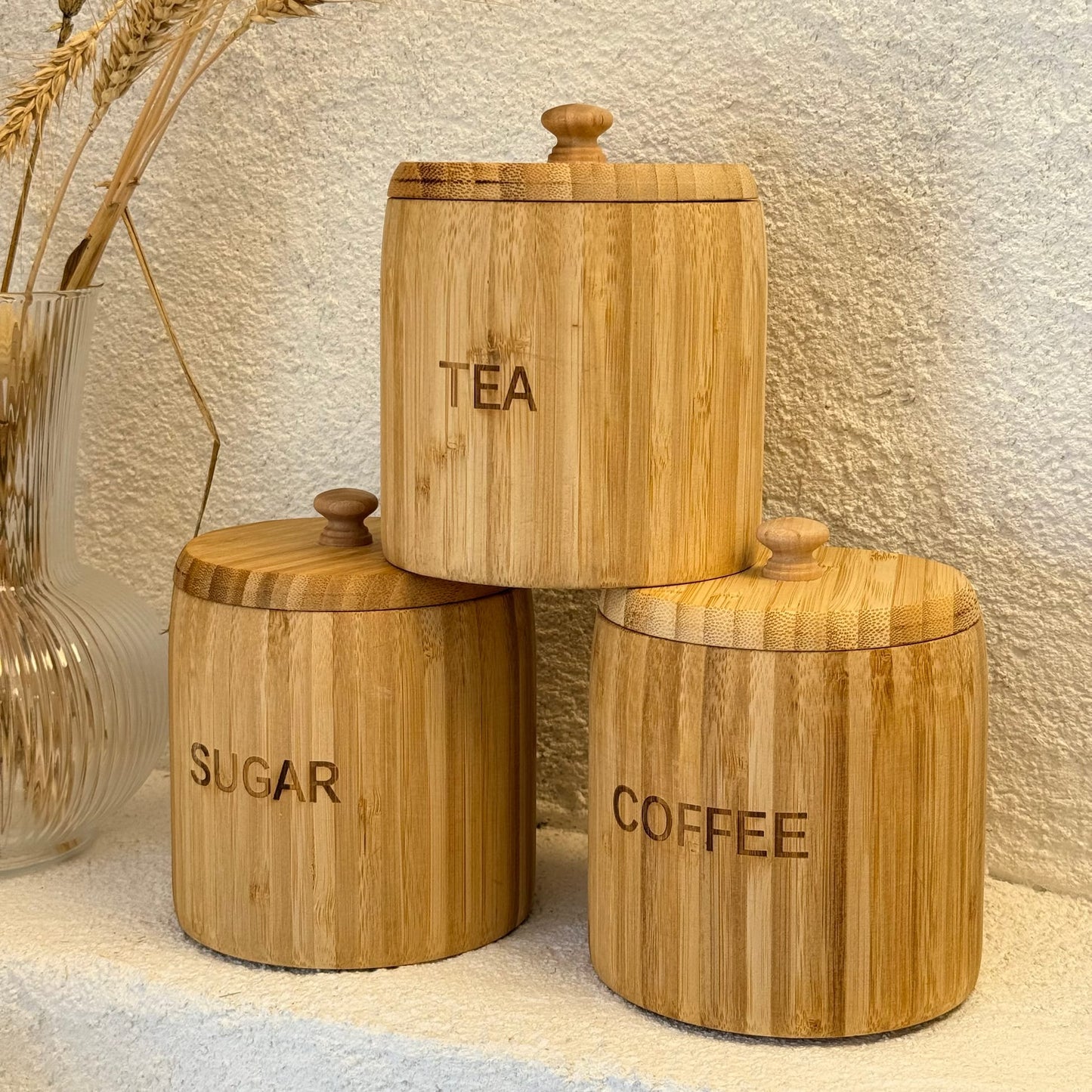 Miena Bambu Tombul Kavanoz Baharatlık Seti (Süper Fiyat)