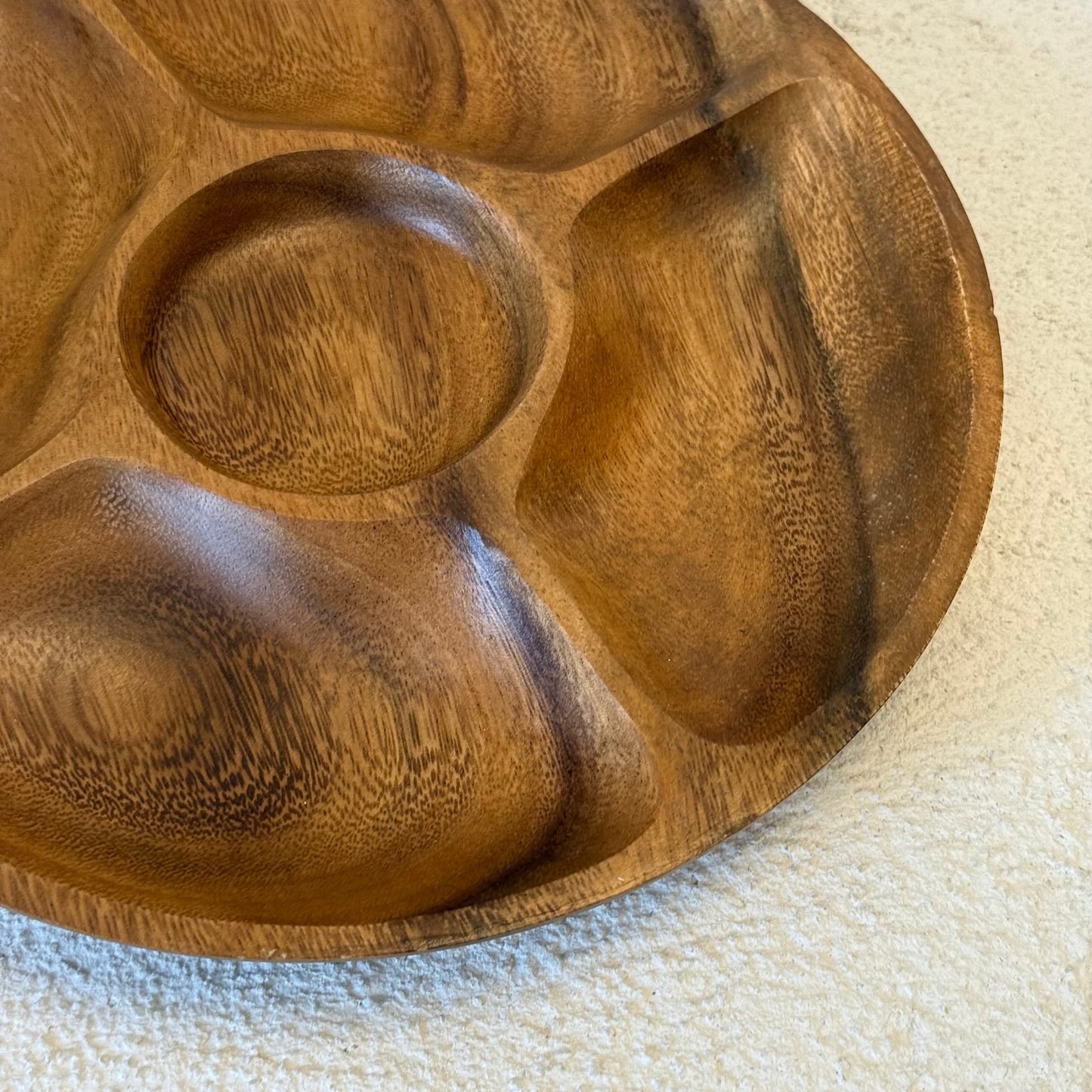 Lara 5 Bölmeli Akasya Yuvarlak Sunumluk 25x25 cm