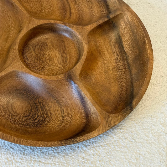 Lara 5 Bölmeli Akasya Yuvarlak Sunumluk 25x25 cm