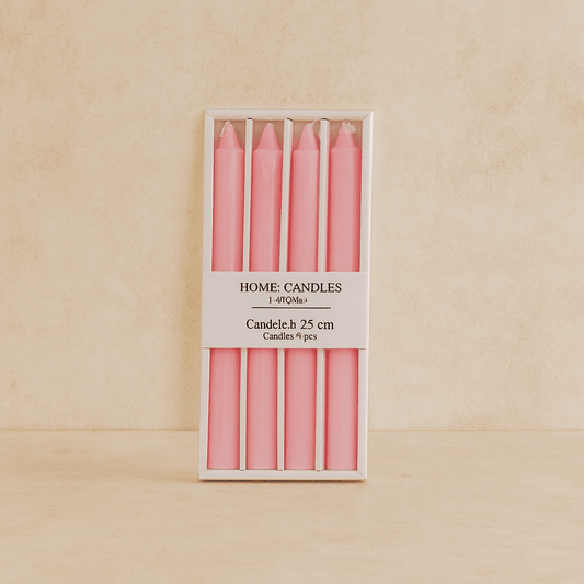 Home Candle 4 Lü Uzun Şamdan Mum Seti Pembe