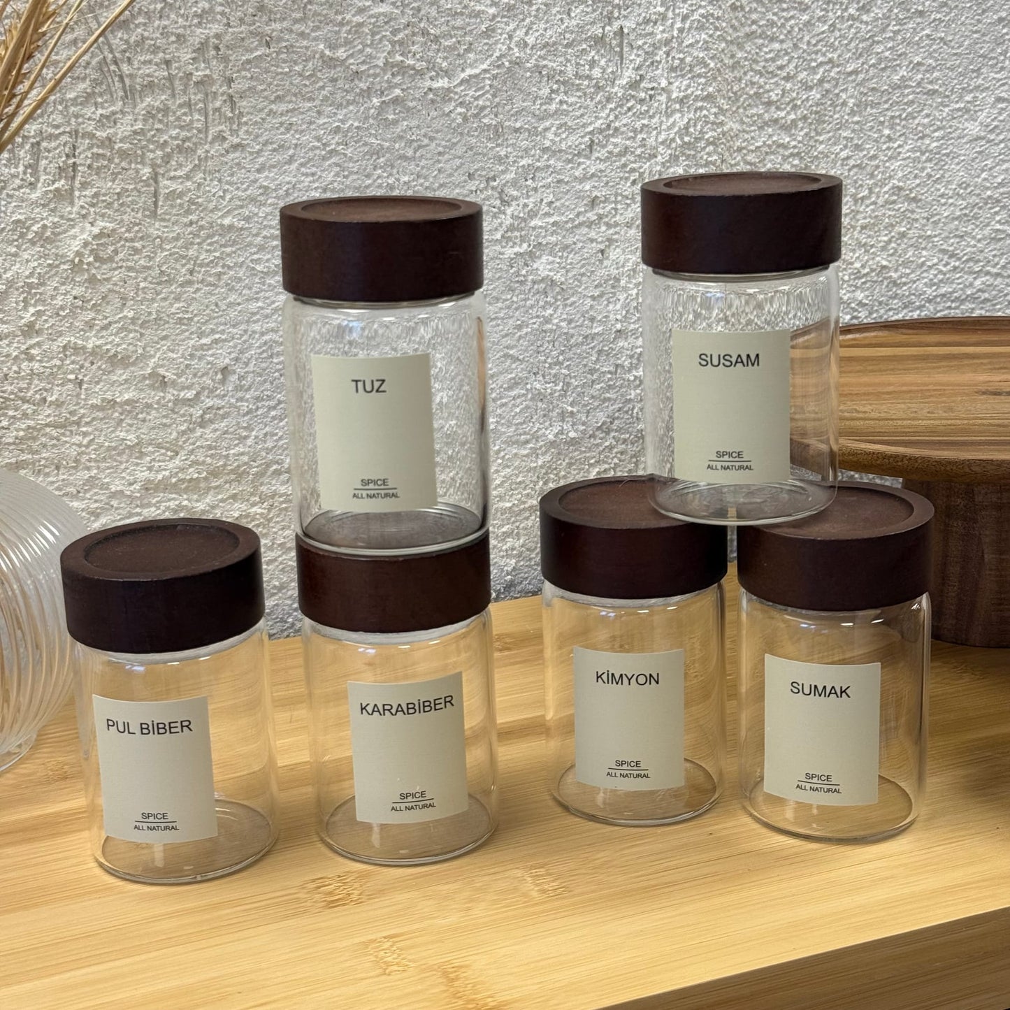 Strokka Akasya Kapaklı Silindir Kavanoz Seti 6 Adet 240 ml