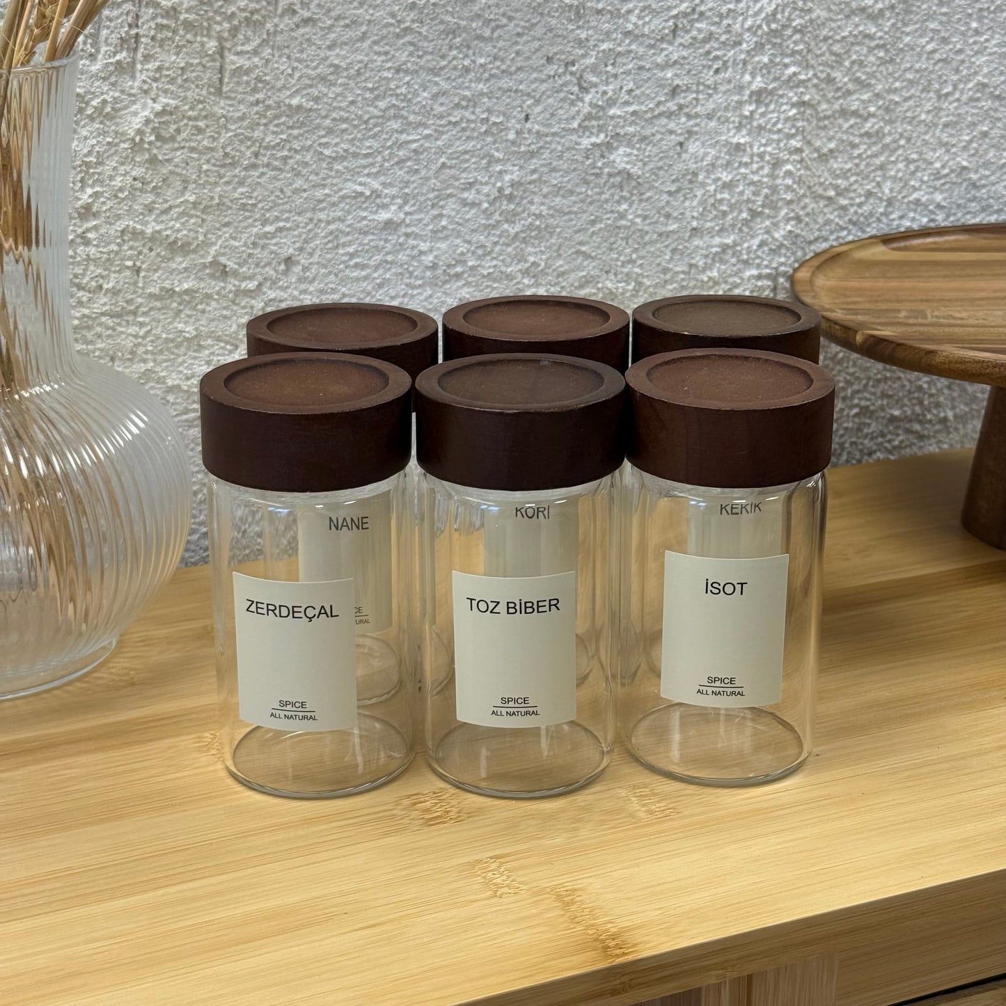 Strokka Akasya Kapaklı Silindir Kavanoz Seti 6 Adet 300 ml