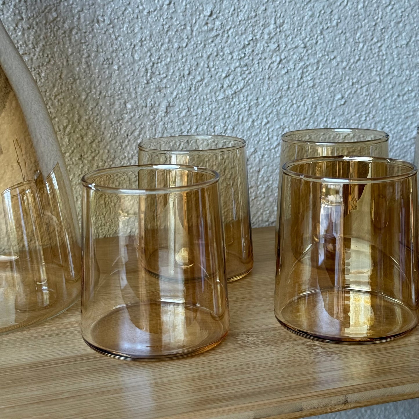 Delisoga Bambu Kapaklı Cam Sürahi Set Gold 7 Parça (SÜPER FİYAT)