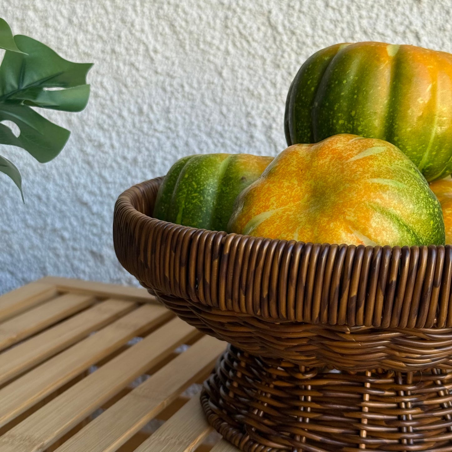 Lara Rattan Ayaklı Meyvelik 25 cm Kahve Rengi