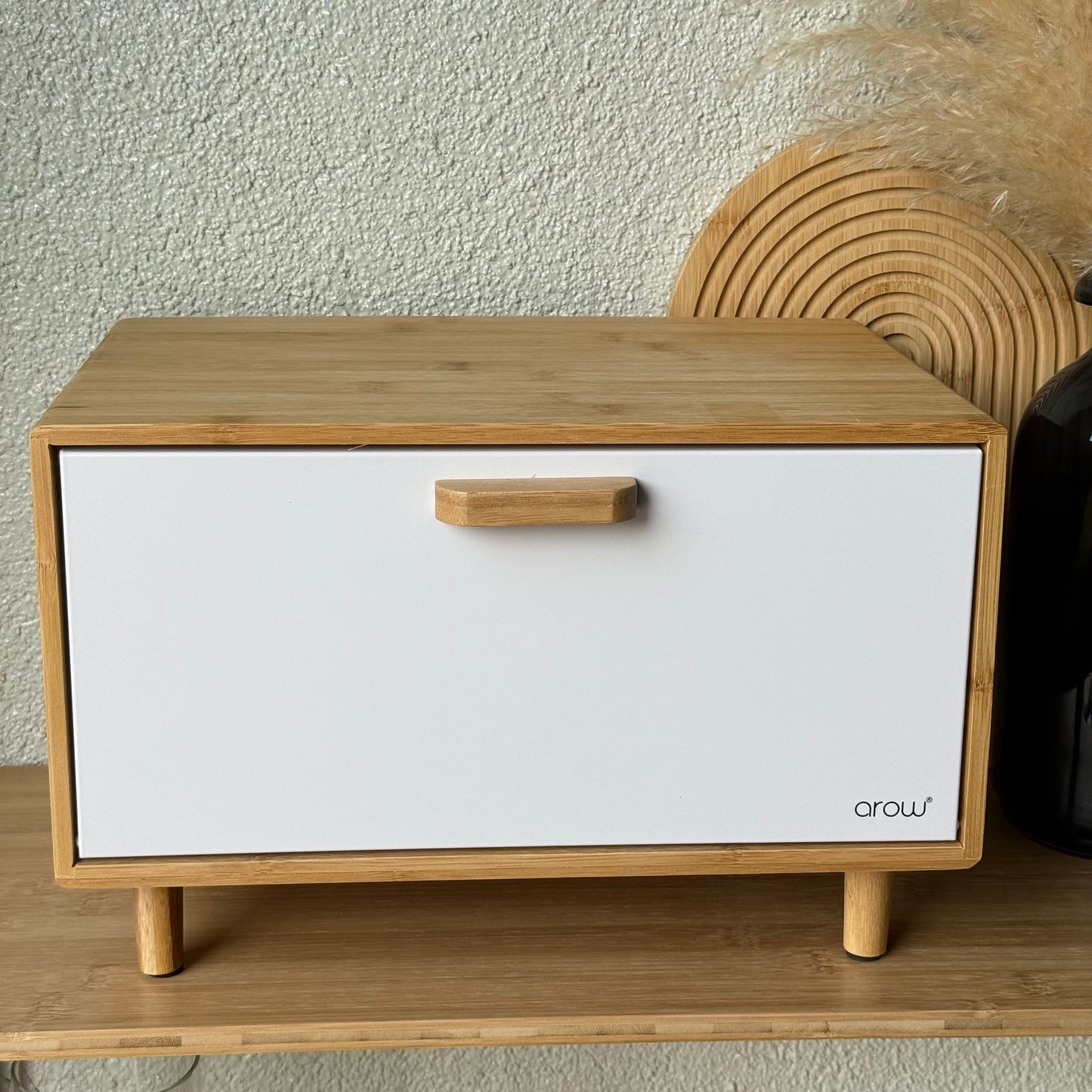 Eva Ayaklı Bambu Ekmeklik Beyaz