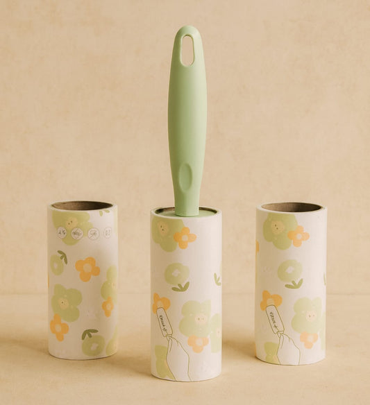 Lint Roller 3 Lü Tüy Toplayıcı Set Yeşil Çiçekli