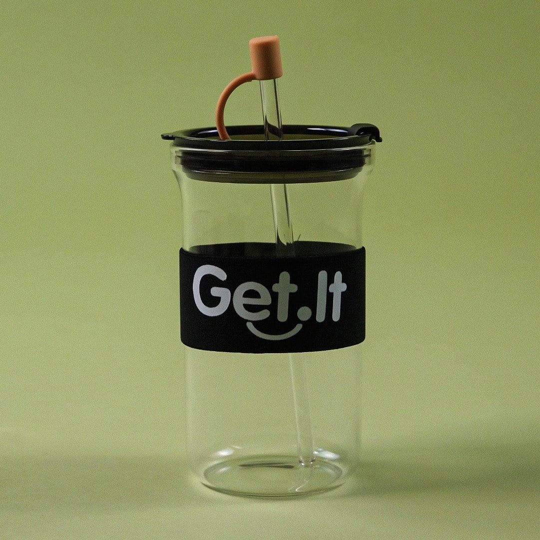 Get It Pipetli Borosilikat Cam Bardağı Siyah 500 ML