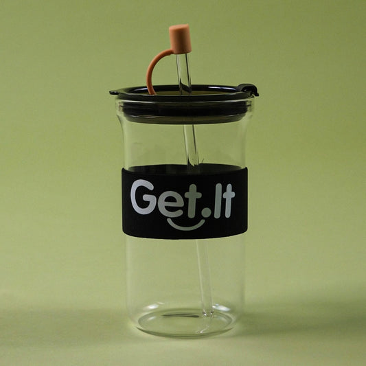 Get It Pipetli Borosilikat Cam Bardağı Siyah 500 ML