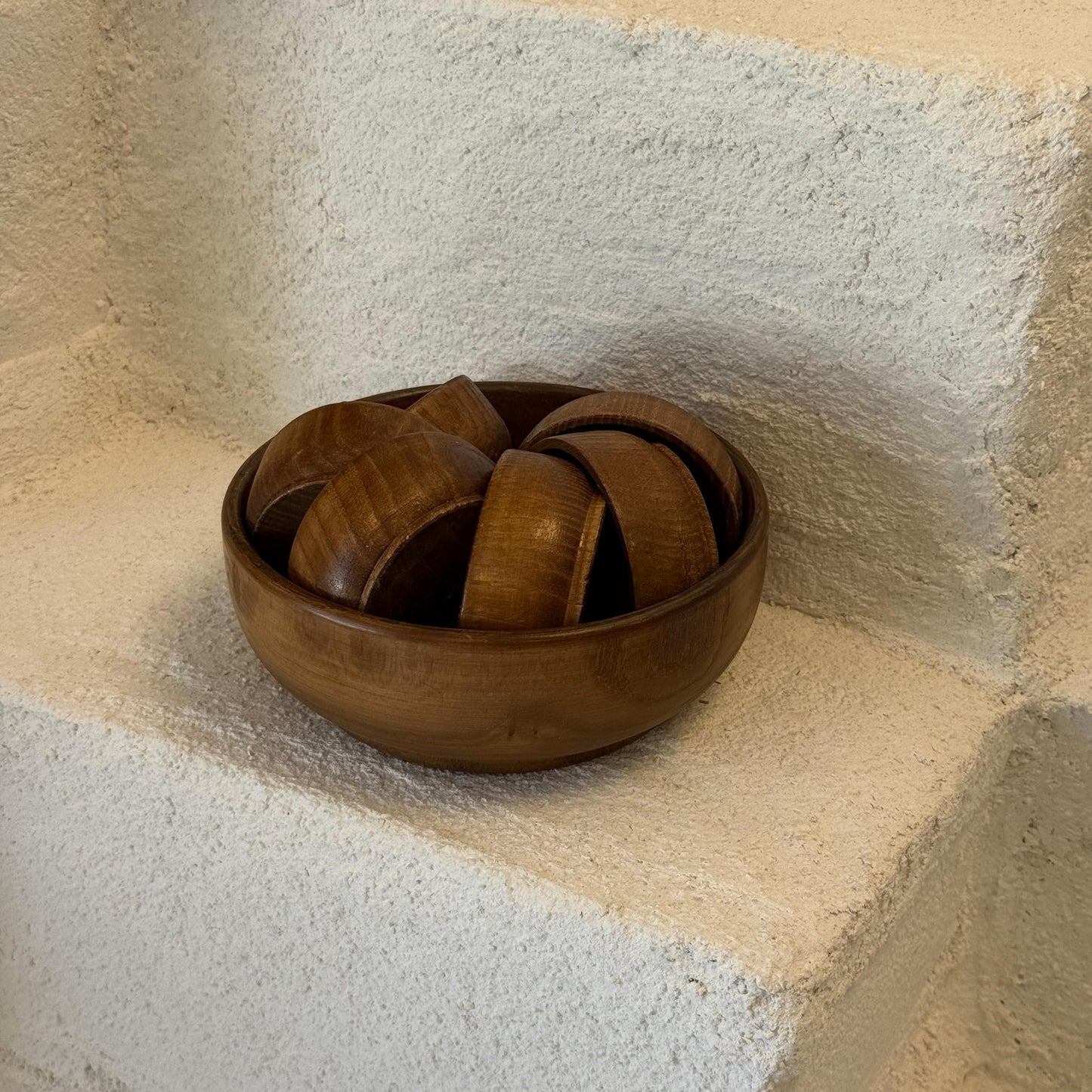 Mywood 7 Parça Özel Ahşap Çerezlik Set (Koyu)