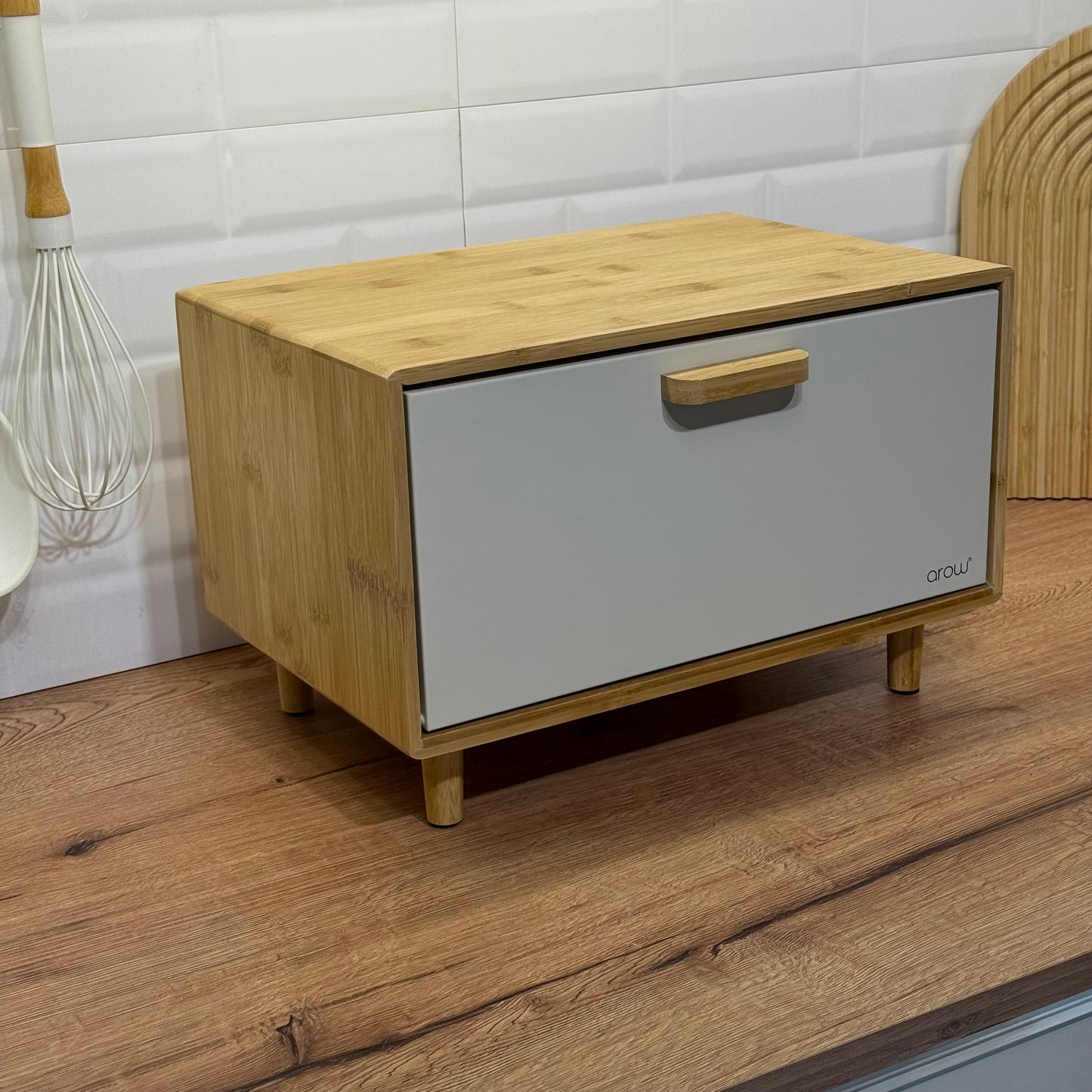 Eva Ayaklı Bambu Ekmeklik Krem