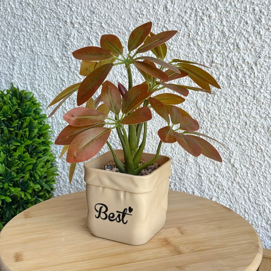 Best Saksılı Yapay Çiçek Koyu-Turuncu 25 cm