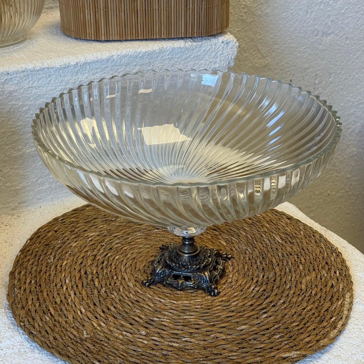 Efegil Lüks Cam Kase Meyvelik Bakır Ayaklı 29x29x16 cm (0204)