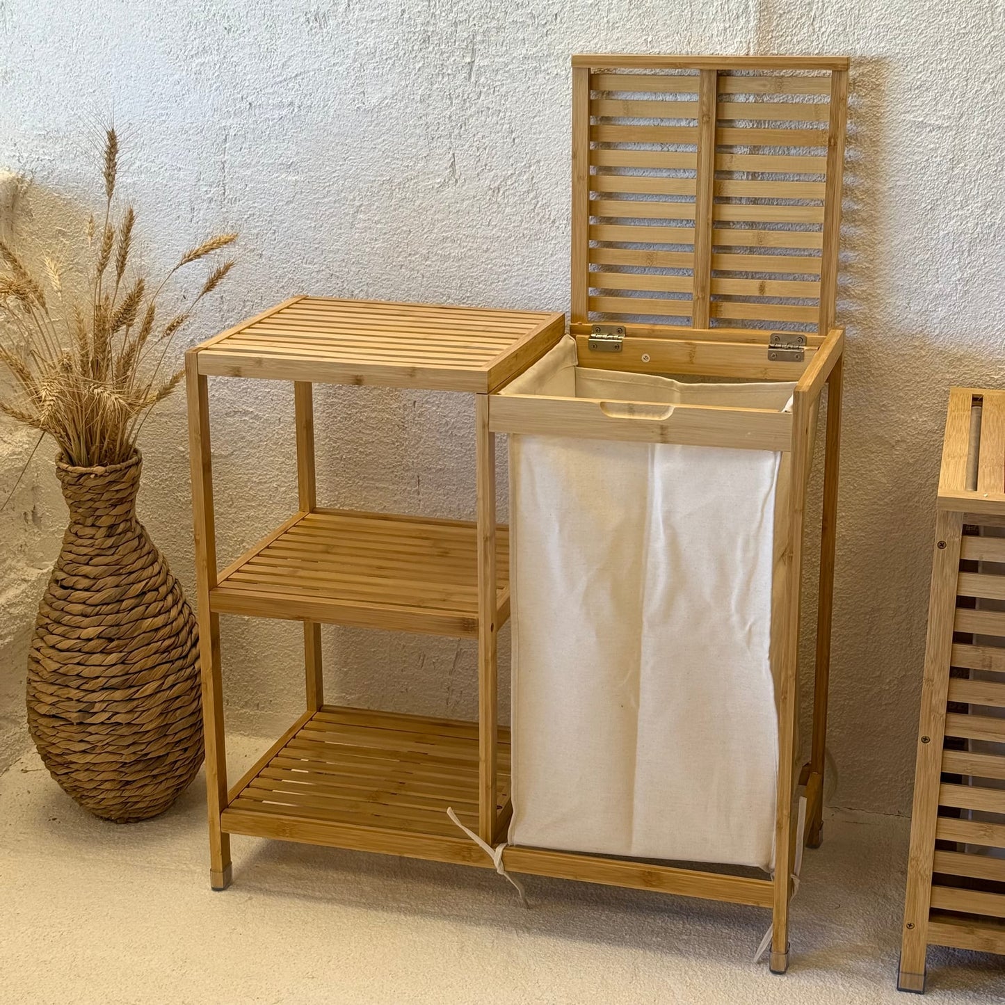 Bambu Dolap ve Kirli Çamaşır Sepeti 68x33x65 cm (24 SAATLİK İNDİRİM)